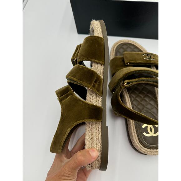 CHANEL Velvet Dad Sandals size 41 - Picture 8 of 10